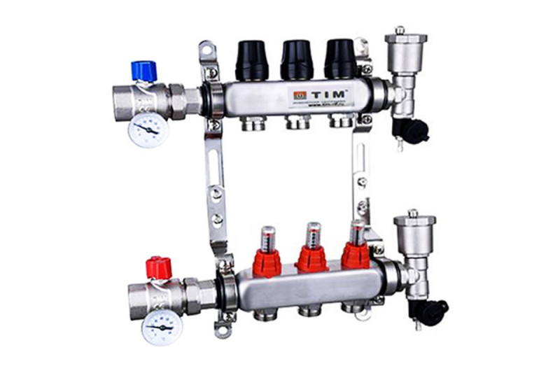 Коллектор из нержавеющей стали Tim без расходомеров 3 вых. Квадр KBS 5003